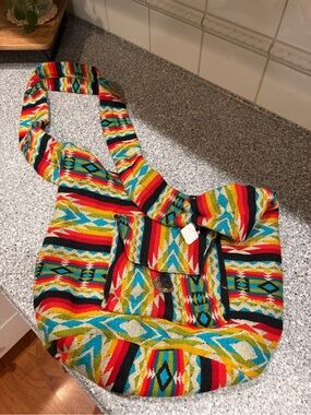 Colorful Aztec-Pattern Crossbody Shoulder Bag - Multicolor New